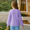 thumbnail image 3 of Drmagiyhm Girls Long Sleeve Shirts Size 10-12 Basic Shirt Solid Color T Shirts Casual Crewneck Stretchy Girls Comfy Fall Tees Purple 12-14 Years, 3 of 3