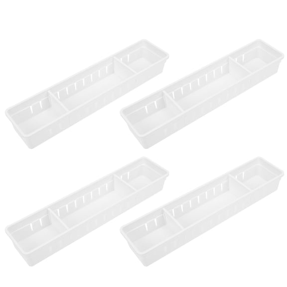 OATIPHO 4Pcs White Plastic Drawer Cutlery Boxes Storage Case Simple Stylish Organizer for Kitchen Utensils