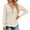 Beige, variant on qolati Women's Long Sleeve Tops Casual Lace Crochet V Neck T Shirts Dressy Smocked Puff Sleeve Tunic Blouses