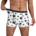 thumbnail image 3 of Men's Boxer Briefs, Cute paw prints black grey Soft Comfy Mens Underwear Boxer Briefs Breathable With Widen Waist, 3 of 7