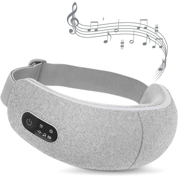 Yoobao Eye Massager with Heat & Compression for Relax, Electric Eye Mask with Bluetooth & White Noise Music for Reduce Eye Strain Dark Circles Dry Eyes, Gray