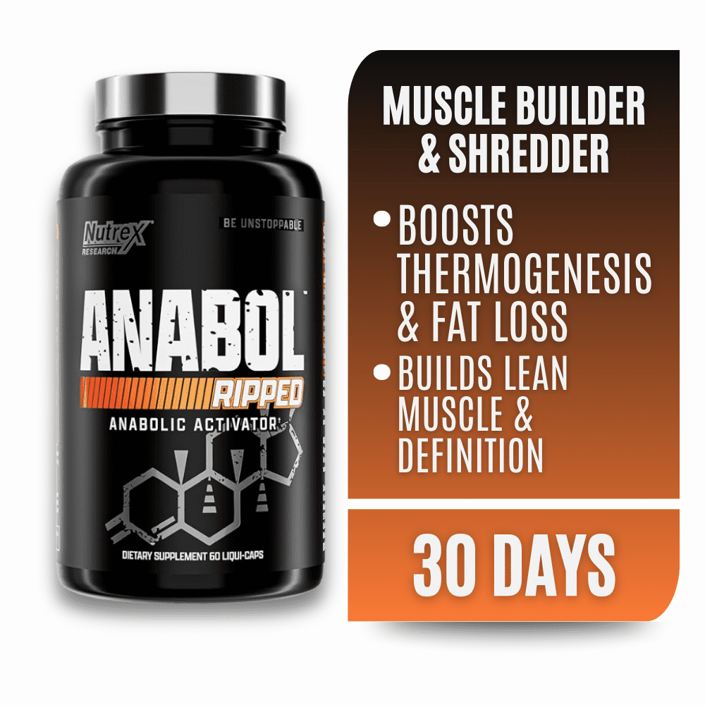 Nutrex Research Anabol Ripped Anabolic Muscle Recovery Supplements 2 in 1 Shredding Muscle Builder for Men Post Workout Support