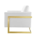 thumbnail image 3 of Accent Chair, Velvet, Metal Steel, Gold White, Modern Contemporary Urban Design, Living Lounge Room Hotel Lobby Hospitality, 3 of 8