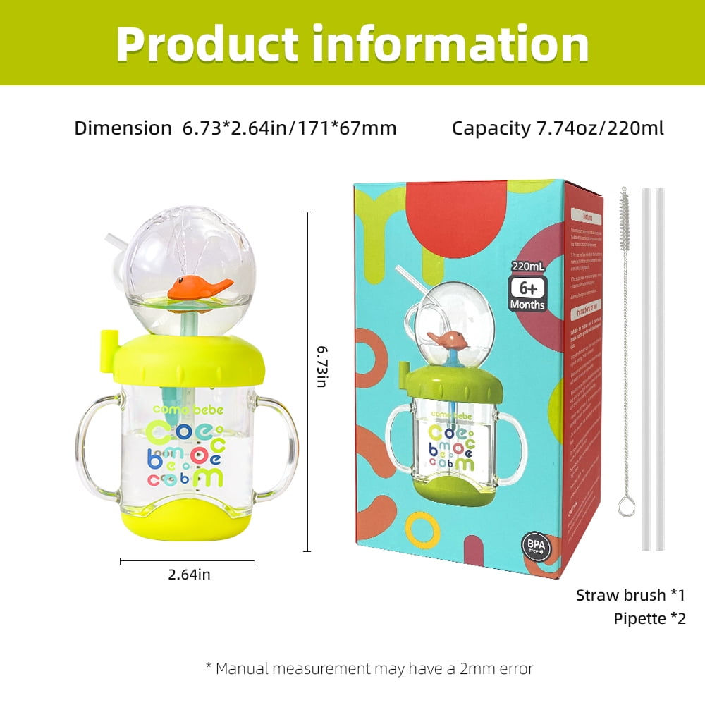 Sippy Cup with Straw Spill Proof Weighted Straw Cup for Toddlers with Handles Whale Squirt Water Cup for Baby Drinking Tritan Water Bottle BPA Free Trainer Sippy Cups for 1+ Year Old(7.7oz)