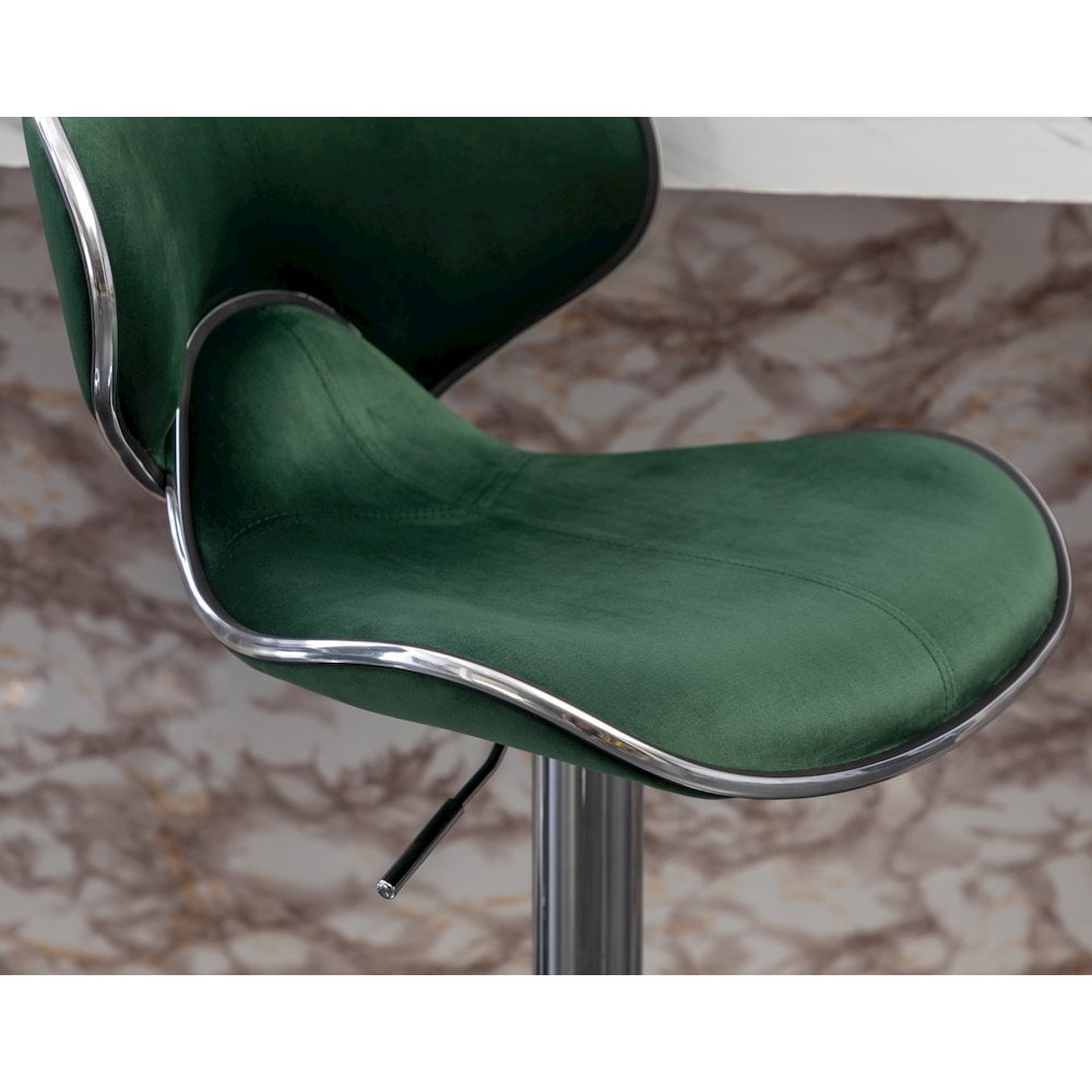Masaccio Velvet Upholstered Adjustable Swivel Barstool(Set of 2) in Green