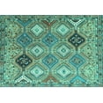 thumbnail image 1 of Ahgly Company Machine Washable Indoor Rectangle Persian Turquoise Blue Traditional Area Rugs, 7' x 10', 1 of 4