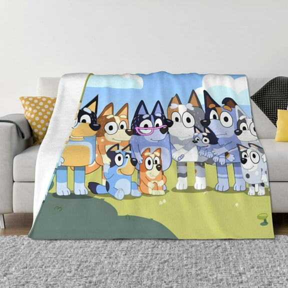 Rozeui Bluey for Flannel Blanket, Soft Fuzzy Plush King Blanket for Winter, Thick and Warm All-Season Bed Throw-40"x30"