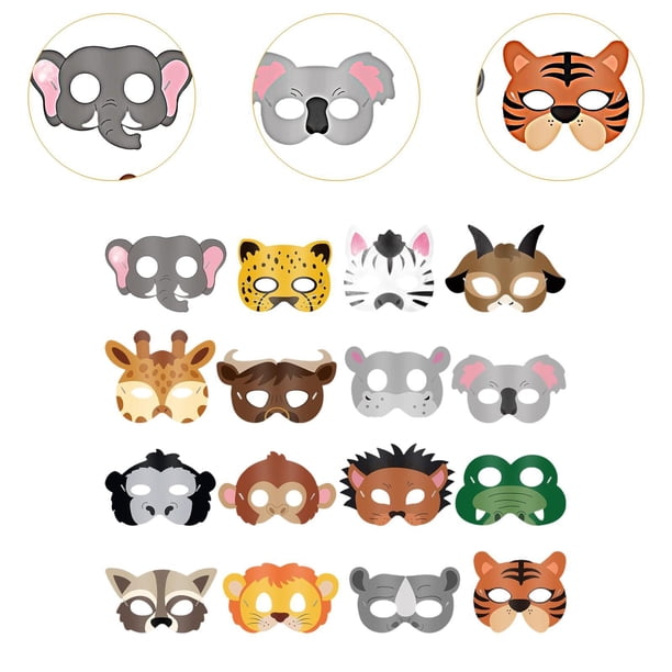 16 Máscaras De Animales Para Niños – Set De La Jungla Y Zoológico, Divertidas Y Coloridas Para Fiestas Infantiles Y Juego Simbólico