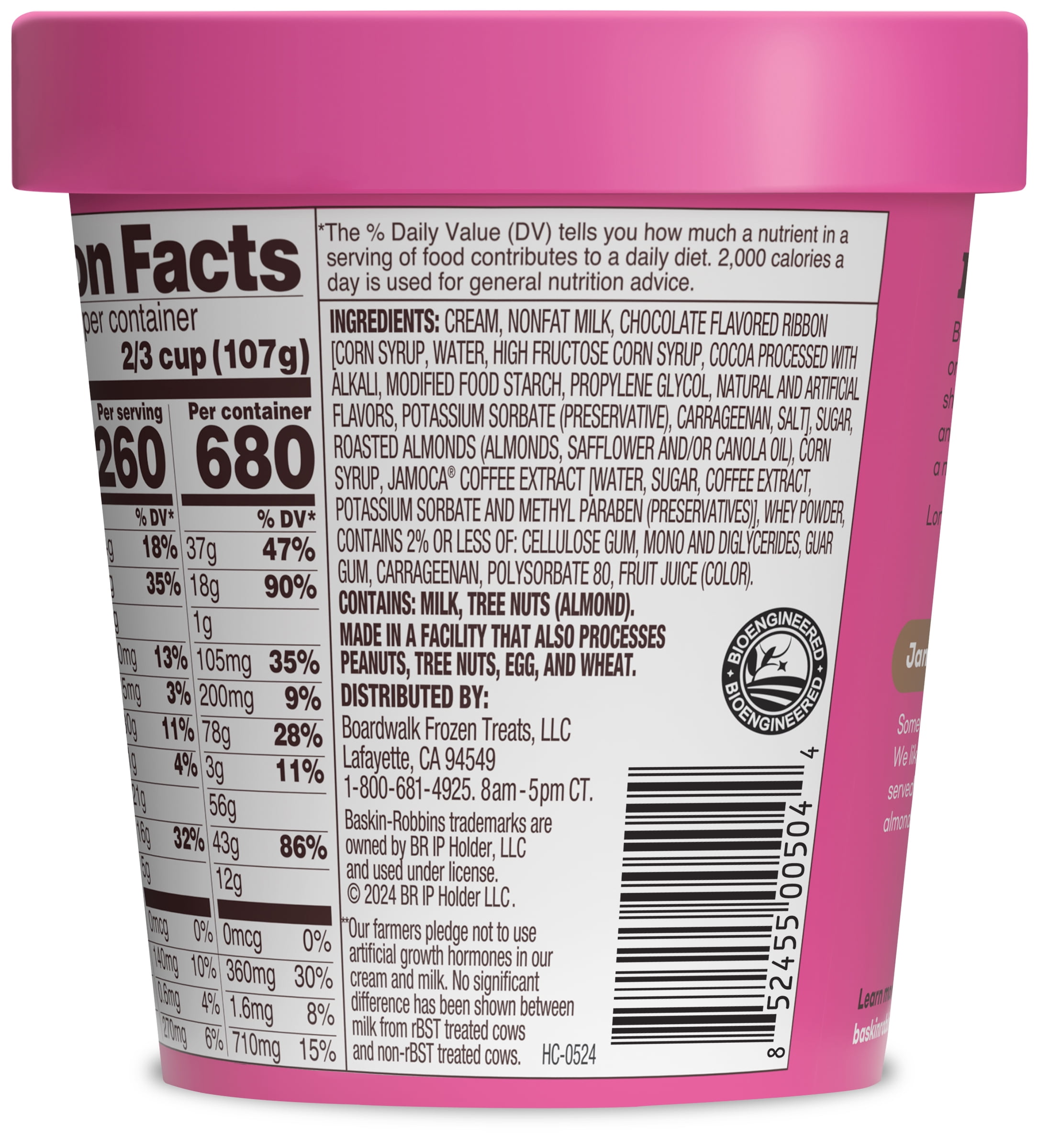 Baskin-Robbins Jamoca Almond Fudge Ice Cream, 14 fl oz Cup – Coffee Ice Cream with Roasted Almonds and Chocolate Fudge Swirl