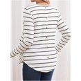 thumbnail image 2 of - Camisas de mernidad para mujer, de punto a rayas, manga larga, cuello redondo, blusas para embarazo, blusas, 2 of 5