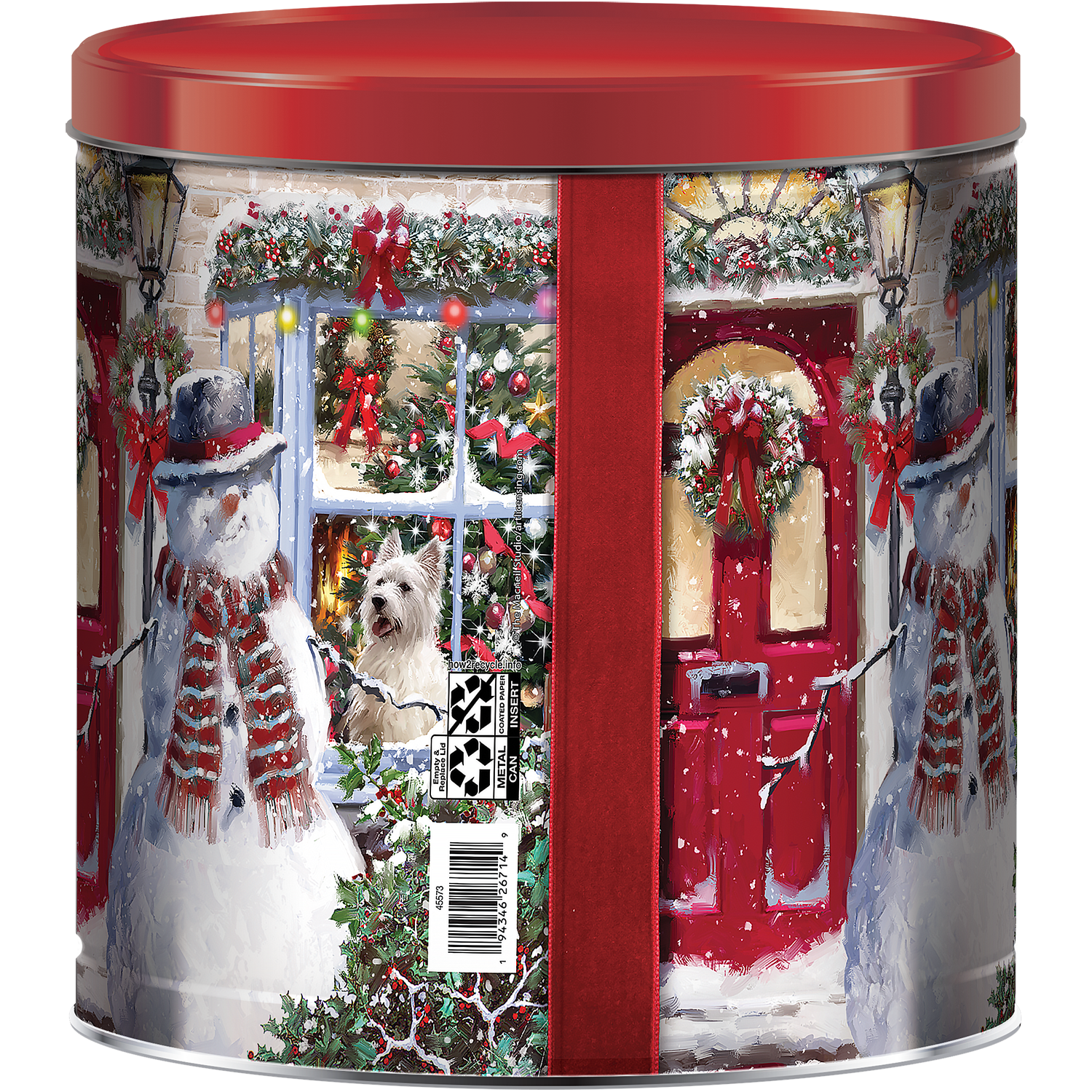 Great Value Christmas Popcorn Tin, Westie and Snowman, Assorted Popcorn, 21 oz.