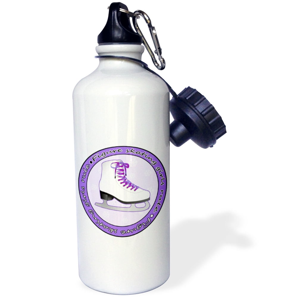 3dRose Figure Skating Girls Rule Purple Skate, Sports Water Bottle, 21oz by 3dRose