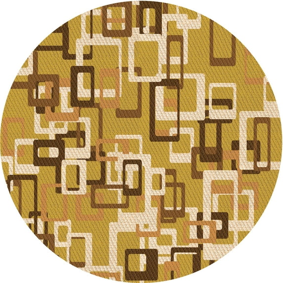 Ahgly Company Indoor Round Patterned Yellow Orange Area Rugs, 5' Round