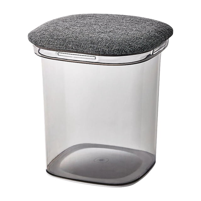 Almacenamiento de juguetes, asiento acolchado otomano para el hogar, de almacenamiento portátil, reposapiés transparente, taburete para entrada, Gris