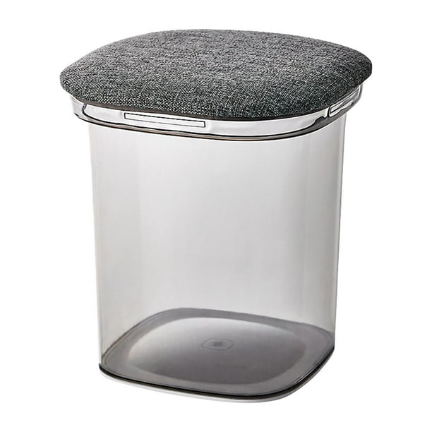 Otomano de Almacenamiento, Cajas de Almacenamiento Transparentes Reposapiés Taburete Caja de Juguetes, Asiento Acolchado para Dormitorio Sala de Estar Gris