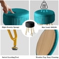 thumbnail image 4 of Fionafurn Velvet Storage Ottoman, Upholstered Pleated Round Vanity Stool, Peacock Blue, 4 of 10