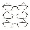 thumbnail image 2 of EYE ZOOM 3 Pack Classic Spring Hinges Rectangular Metal Reading Glasses for Men and Women, Brown, +2.50 Strength, 2 of 5