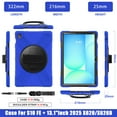 thumbnail image 4 of For Samsung Galaxy Tab S10 FE+ Case 13.1 inch SM-X620/SM-X626B, 360 Hand Strap, Shoulder Strap, Kickstand, Rugged Drop Protection, Blue, 4 of 7