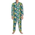 thumbnail image 3 of Vsdgher Tropical Floral Mens Pajama Set, Soft Warm Long Sleeve Sleepwear, Cozy Button-Down Pjs for Men-X-Large, 3 of 7