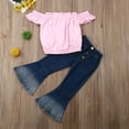 thumbnail image 5 of Toddler Baby Girl Clothes Off Shoulder Tube Top Shirt Bell Bottom Flare Pants Infant Girl Summer Outfits Clothes 3-7T, 5 of 6