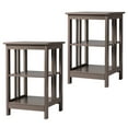 thumbnail image 1 of Costway 2 PC 3-tier Side Table Nightstand End Table W/ Baffles & Round Corners Brown, 1 of 10