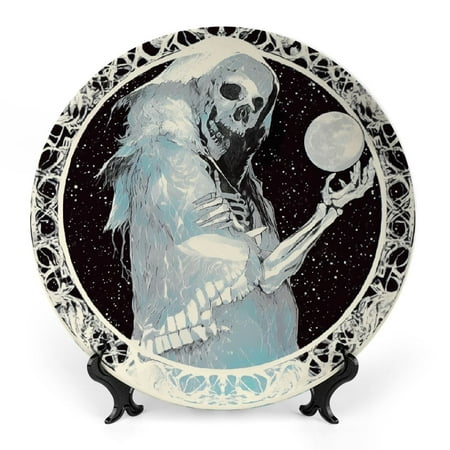 

FUMJ Moon Bone China Decorative Plate Room Decoration with Optional Patterns for Elegant Home Decor 7x7inch
