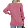 thumbnail image 6 of AXXD Womens Blouses Dressy Casual Pink Basic Summer 2024 Trendy Long Sleeve Solid Color Comfortable Breathable V-Neck Shirt Tops, 6 of 9