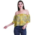 thumbnail image 1 of Moomaya Womens Printed Off The Shoulder Crop Top Flounce Sleeve Summer Clothing Boho Blouse, 1 of 6