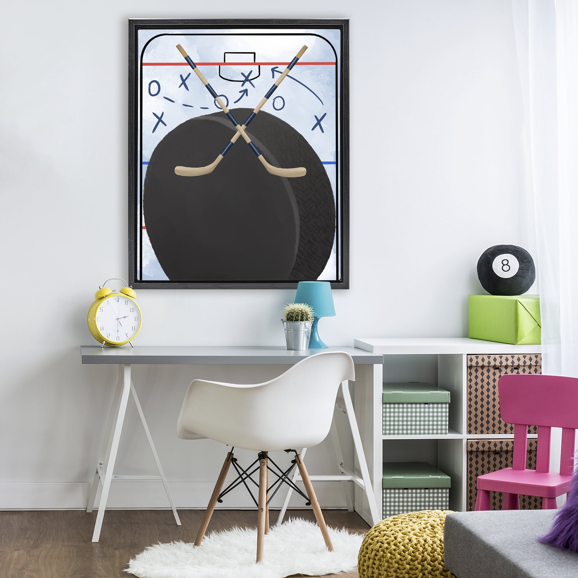 Stupell Industries Hockey Rink Tactics Black Framed Floater Canvas Wall Art, design by Jennifer Stith