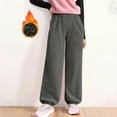 thumbnail image 2 of SuTry Kids Double Sided Plush Pants Winter Solid Color Cuffed Ankles Thermal Lined Casual Bottoms Soft Comfortable Home Outwear Pants for Boys Girls 5-15 Years(Gray,Gray), 2 of 9