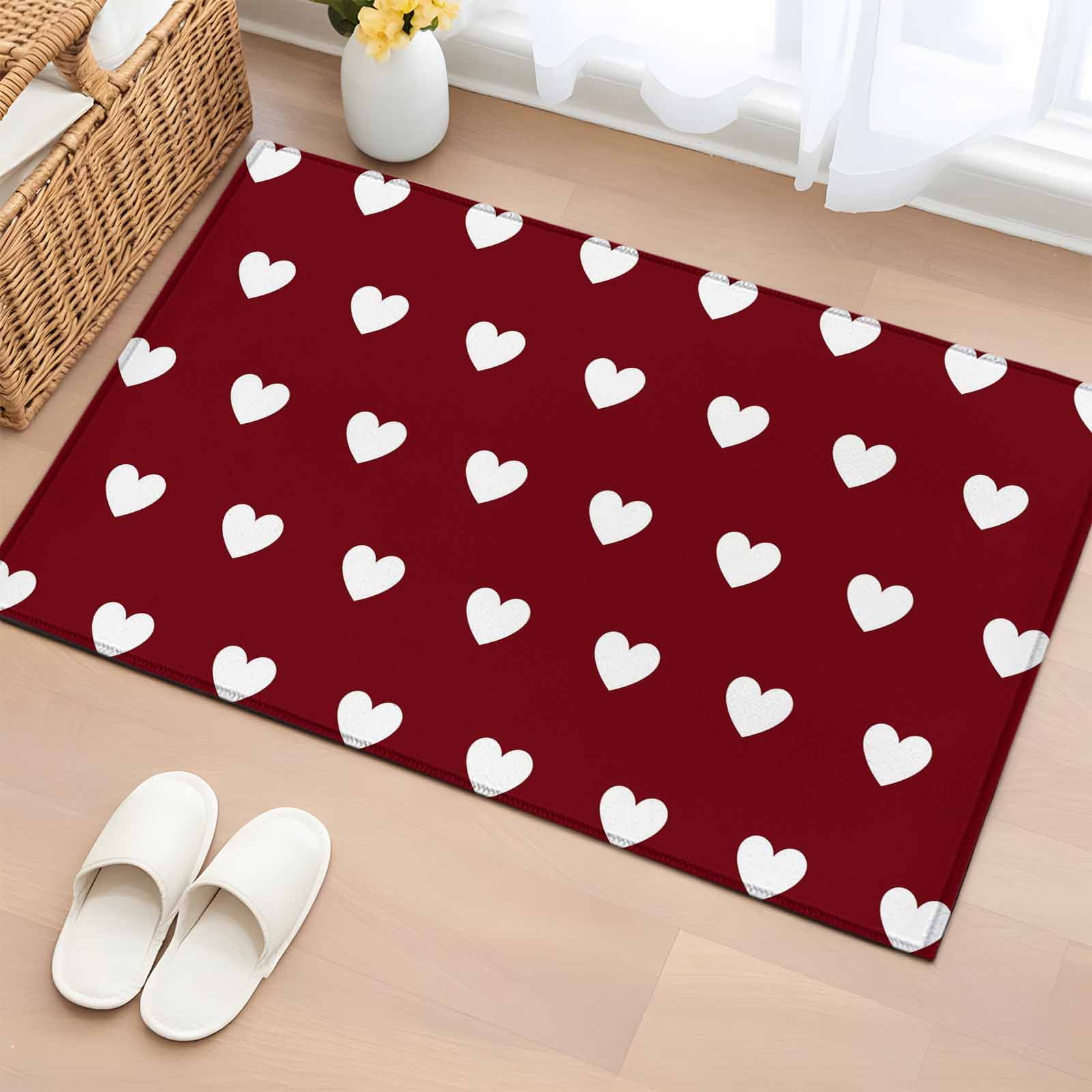 Rectangle Rug 2x3ft Area Rug Hearts Burgundy Red Area Rugs for Living Room Bedroom Valentine s Day Seamless Heart Floor Mat Non-Slip Non-Shedding Carpet Indoor Accent Rugs