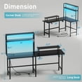 thumbnail image 4 of HLDIRECT L Shaped Gaming Desk with LED & Power Outlet, 59 inch Reversible Computer Desk with Shelves and Monitor Stand, 4 of 8