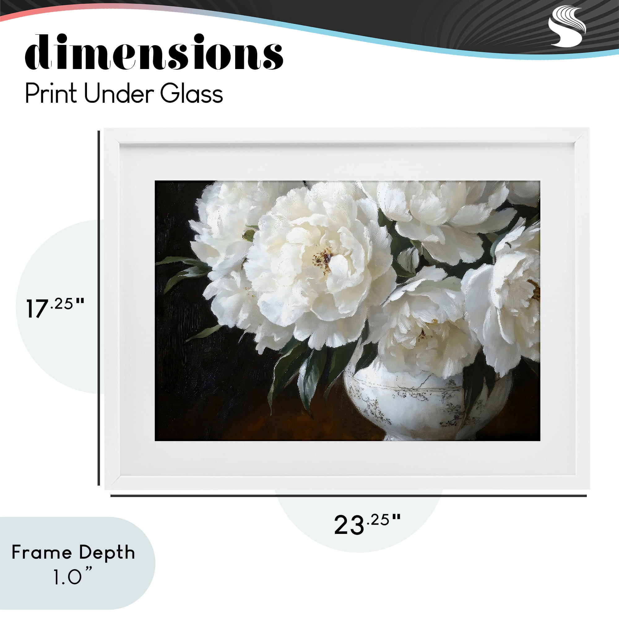Stupell Industries White Flowers in Vintage Vase White Framed Print Under Glass, design by Petal Prints Design