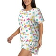 thumbnail image 2 of Naloa Happy Easter Women's Short-Sleeved Pajama Set, Loungewear, Summer pajamas, Breathable Cozy - X-Large, 2 of 9