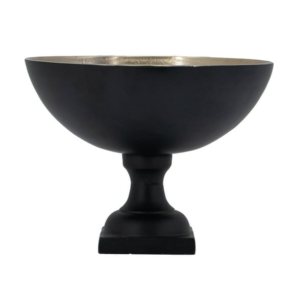 A&B Home Black and Gold Aluminum Circular Pedestal Bowl 8.5" x 8.5" x 6.3"