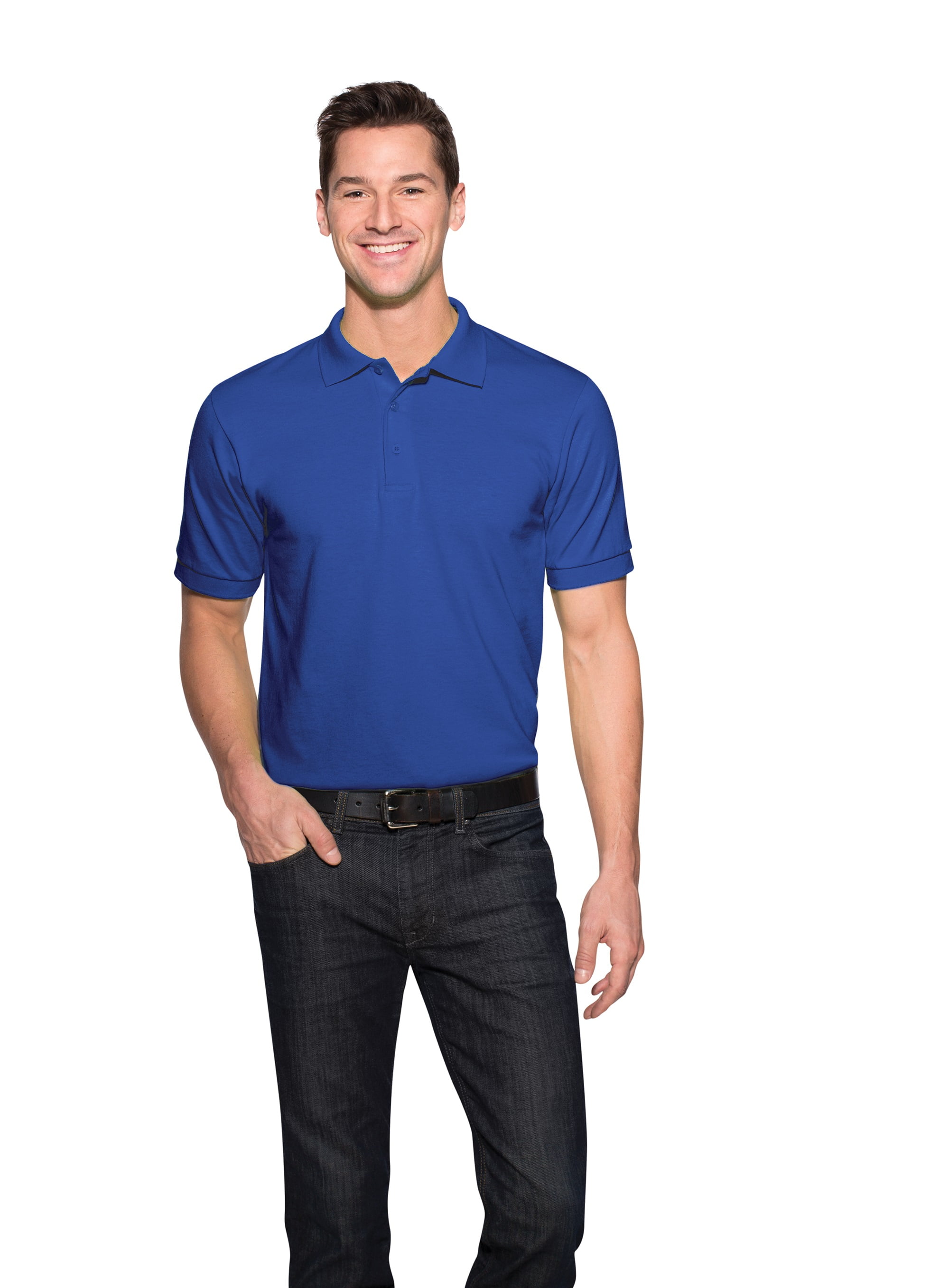 Russell MEN/'S POLO SHIRT STRETCH SLIM FIT SPORTS SOFT COTTON LYCRA BRIGHT S-3XL