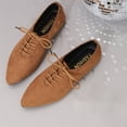 thumbnail image 5 of HTHLVMD Lace Up Dress Flats, Faux Suede Lace Up Pointed Toe Flats Casual Dress Commuting, Decorative Metallic Ankle Strap Single Shoes Holiday Travel Wearing, Classic Comfort Footwear, Brown 9, 5 of 6