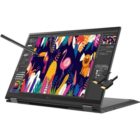 LG Gram 16 2-in-1 Laptop for Creator, Photographer, Designer (16" 2K Touchscreen, Intel 12-Core i7-1260P, 16GB LPDDR5 RAM, 1TB SSD, Pen), Long Battery Life, Backlit, IST HDMI, Win 11 Home, Black