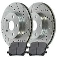 thumbnail image 2 of AutoShack Front Drilled and Slotted Brake Kit Rotors Silver and Performance Ceramic Pads Pair of 2 Driver and Passenger Side Replacement for 2003-2008 Pontiac Vibe Toyota Corolla Matrix BRKPKG002490, 2 of 4
