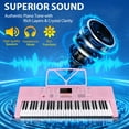 thumbnail image 5 of ZENY 61-Key Portable Electronic Piano LED Display Keyboard Kit W/ Music Stand, Headphones, Microphone, Pink, 5 of 9