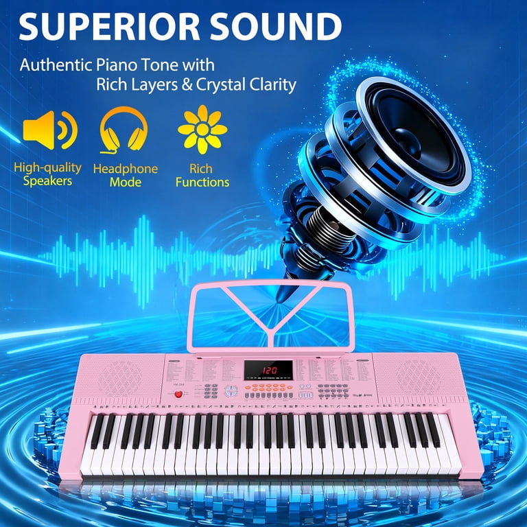 ZENY 61-Key Portable Electronic Piano LED Display Keyboard Kit W