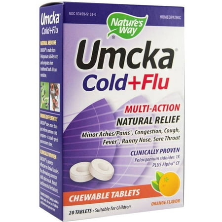 Nature's Way Umcka froid + grippe orange comprimés à croquer, 20 CT