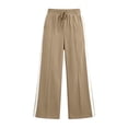 thumbnail image 6 of LEAVINGSUO Baggy Pants for Women High Waisted Pants Long Pants With Elastic Waist Pocket Casual Pants Khaki M, 6 of 7