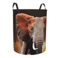 thumbnail image 2 of Balery Elephant Sunset in Kenya Round Laundry Basket with Handles Waterproof Freestanding Laundry Hamper for Clothes Toys in the Dorm and Family-Medium, 2 of 8