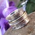 thumbnail image 5 of Rainbow Moonstone Spinner Ring: 925 Sterling Silver Worry Band, Handmade, 5 of 5
