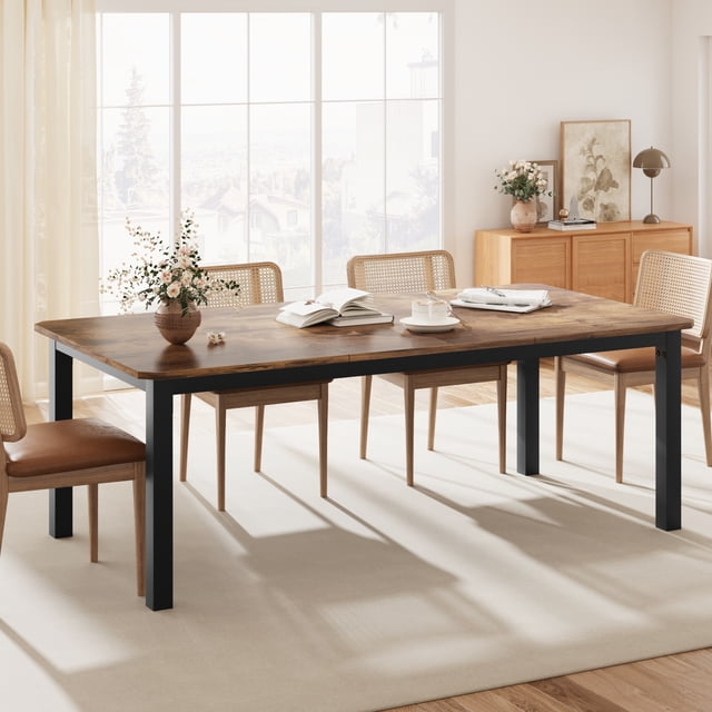 Garvee Mesa color retro de Comedor Industrial 200 cm para 6-8 Personas – Borde Chaflán, Superficie MDF Resistente a Rayones,Sin silla