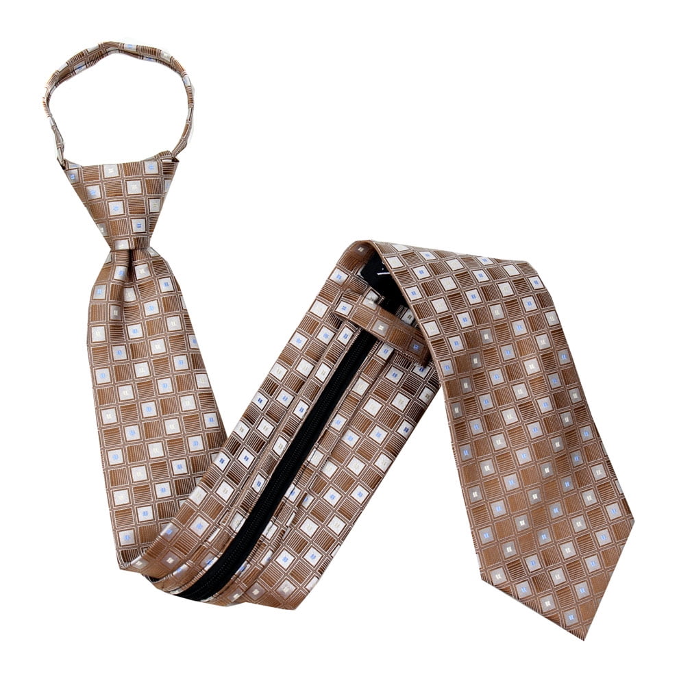 Mens Brown Zipper Ties Pre Made Ties