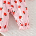 thumbnail image 5 of WOYY Girls Cute Strawberry Print Ruffle Long Sleeve Romper Jumpsuit with Headband, Sizes 9-12M, 5 of 7