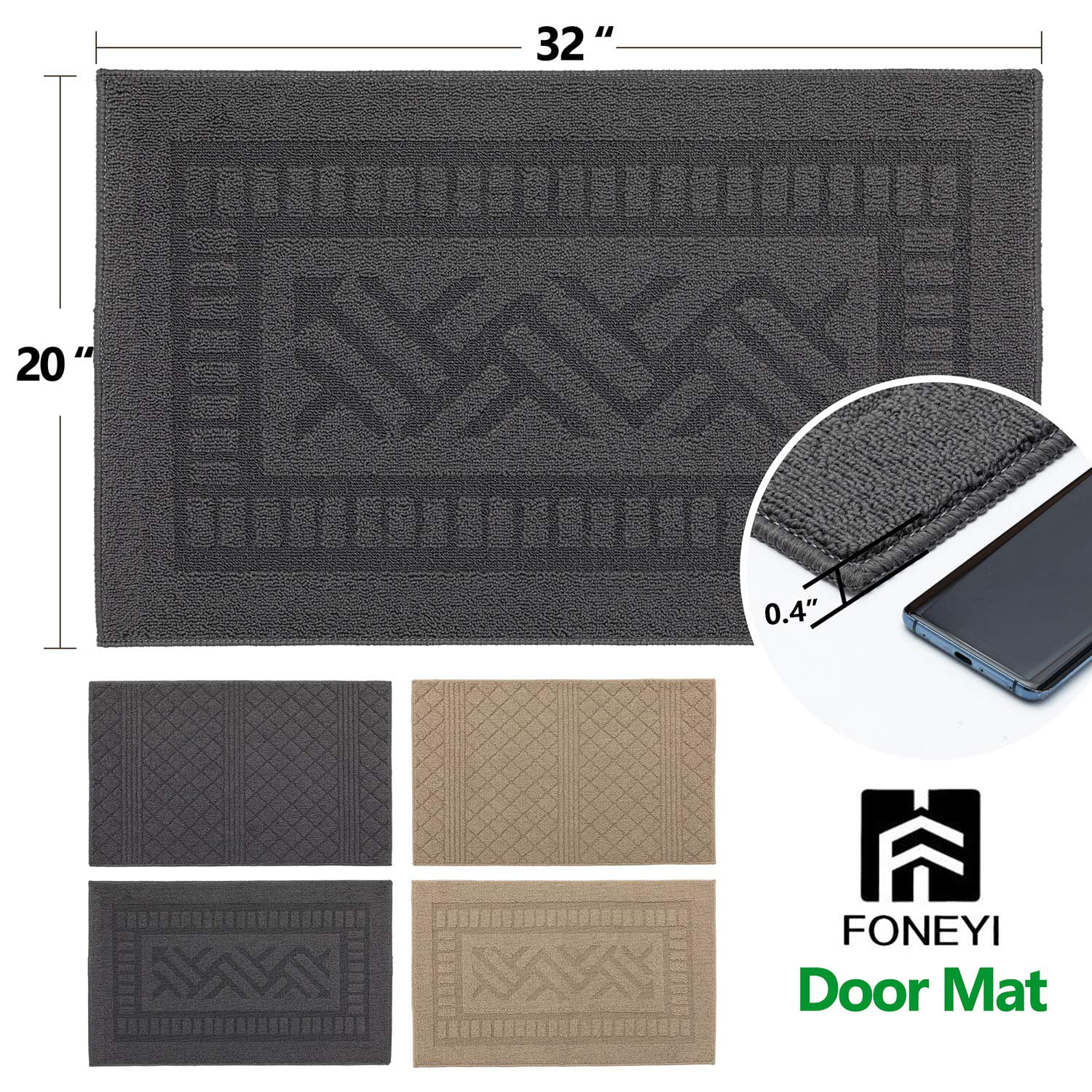 Color&Geometry 1 color g Inside Door Mats for Front Door, 24Ax48A Large Door  Mat Indoor Entrance, Dark grey Entry Rug Indoor Mats for Entryway No