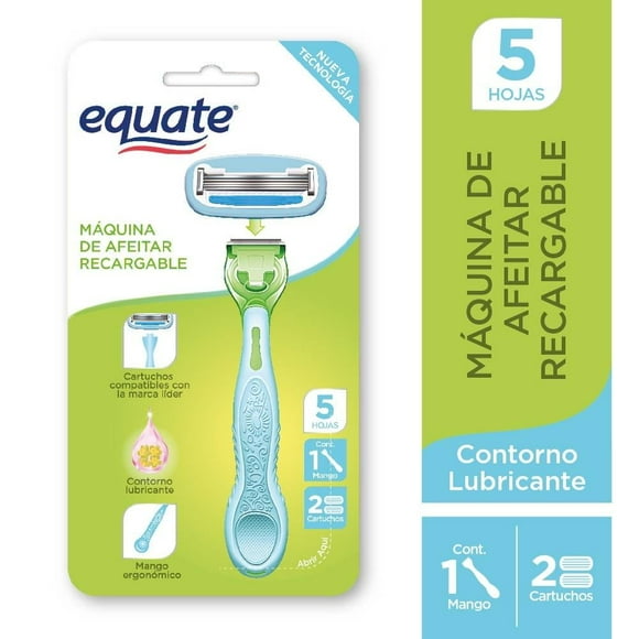 Máquina de afeitar Equate recargable 1 mango y 2 cartuchos